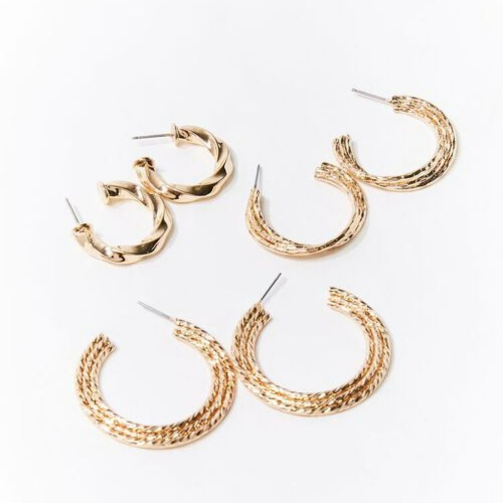 Twisted Hoop Earrings Set